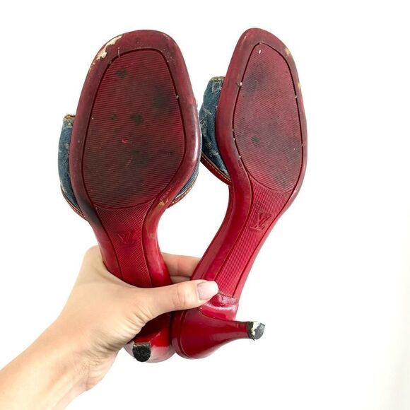 Louis Vuitton Women's Denim with Red Accent Sandal - Picture 8 of 12